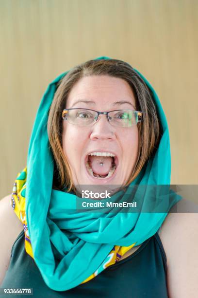 Excited Woman Wearing A Veil Stock Photo - Download Image Now - 40-49 Years, Adult, Adults Only