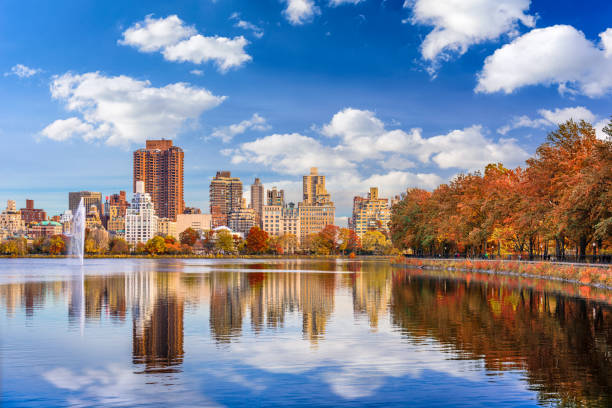 central park, new york - landscape city manhattan skyline imagens e fotografias de stock
