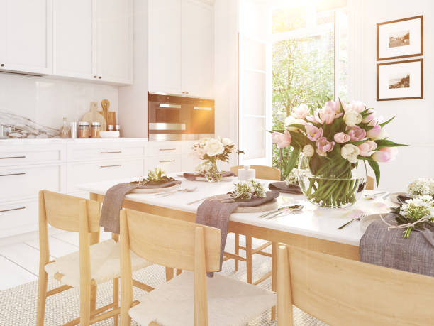 istock modern nordic kitchen in loft apartment. 3D rendering 933712622