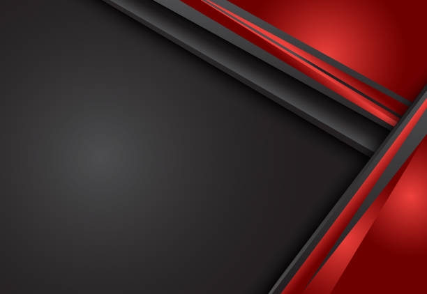 istock Red and Black abstract layer geometric background  for card, annual business report, poster template 933735882