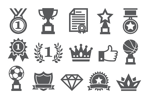 Awards icons set on white background