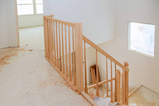 istock Abstract of Beautiful Stair Railing and Carpeted Steps in House. 933763798