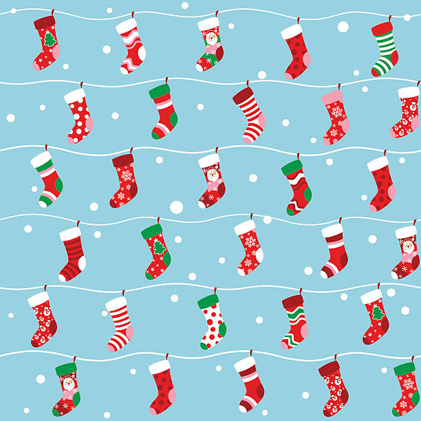 Seamless Christmas stocking background Seamless Christmas stocking wallpaper. christmas stocking background stock illustrations