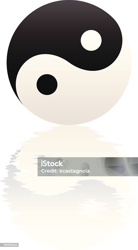 Reflexo Yin Yang ondulação de água - Vetor de Branco royalty-free