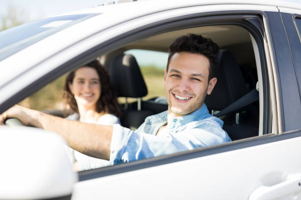 istock Happy couple on road trip 933778428