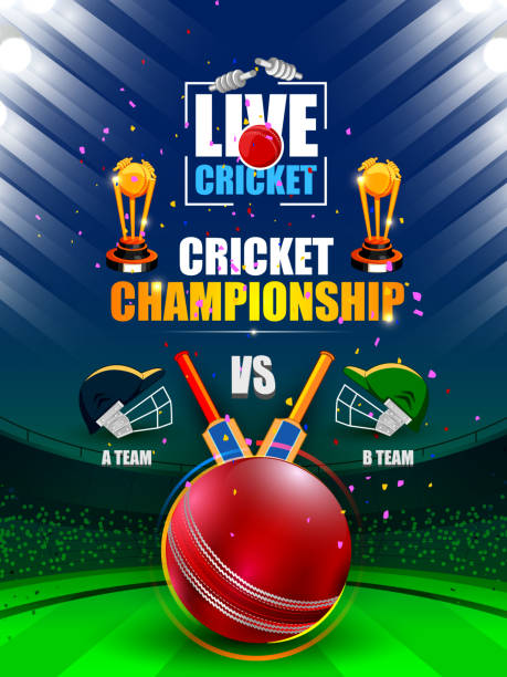 ilustraciones, imágenes clip art, dibujos animados e iconos de stock de fondo de deportes para el partido del torneo de cricket - críquet