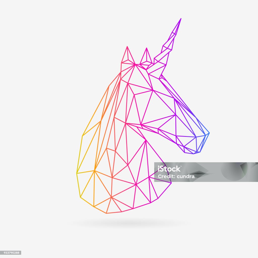 Polygonal Line Unicor Vector polygonal unicorn illustration. Colorful low poly style fantasy icon. Unicorn stock vector