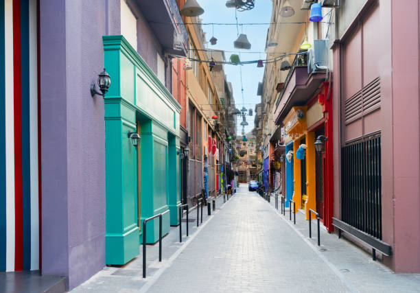 Street of Athens, Greece small cosy street with antique shops in Athens, Greece plaka athens stock pictures, royalty-free photos & images
