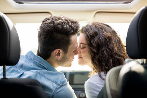 istock Couple in love going in road trip 933805002