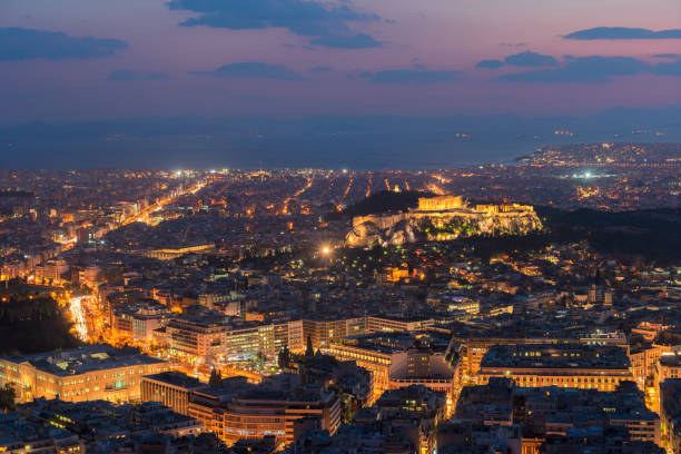 istock cityscape of Athens at night, Greece 933807296