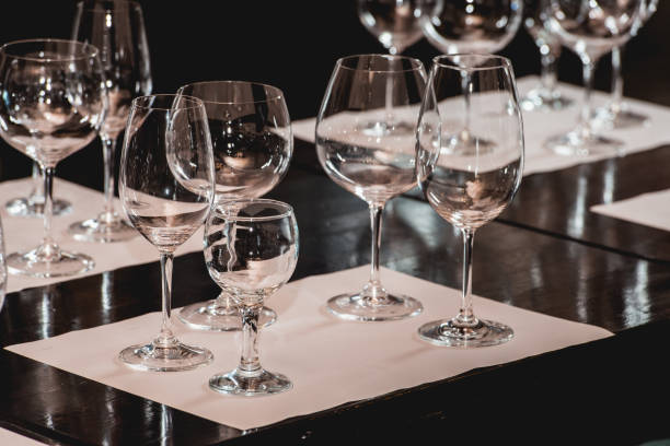 istock empty glasses of different shapes served for a wine tasting 933820180