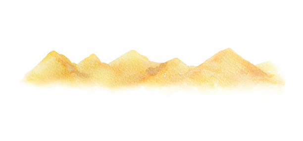 Watercolor vector horizontal background of a landscape with a desert. Watercolor vector horizontal background of a landscape with a desert. Handpainted watercolor clipart. sand clipart stock illustrations