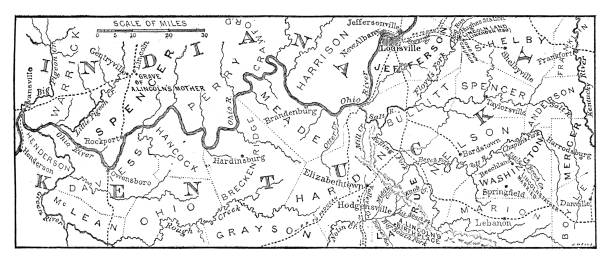 istock Old map of the Ohio River between Indiana and Kentucky 933827086