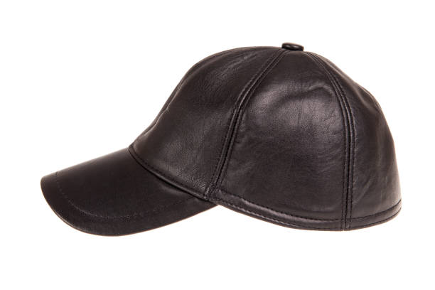 istock Black leather baseball hat isolated on white 933847418