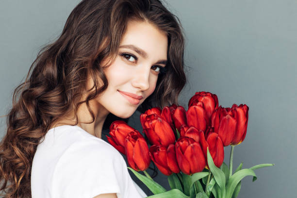Beautiful woman with flowers