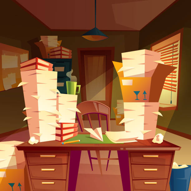 325 Cartoon Of The Messy Office Desk Illustrations & Clip Art - iStock
