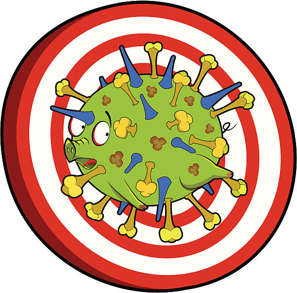 신종 독감바이러스 과녁 - flu virus russian influenza swine flu virus stock illustrations