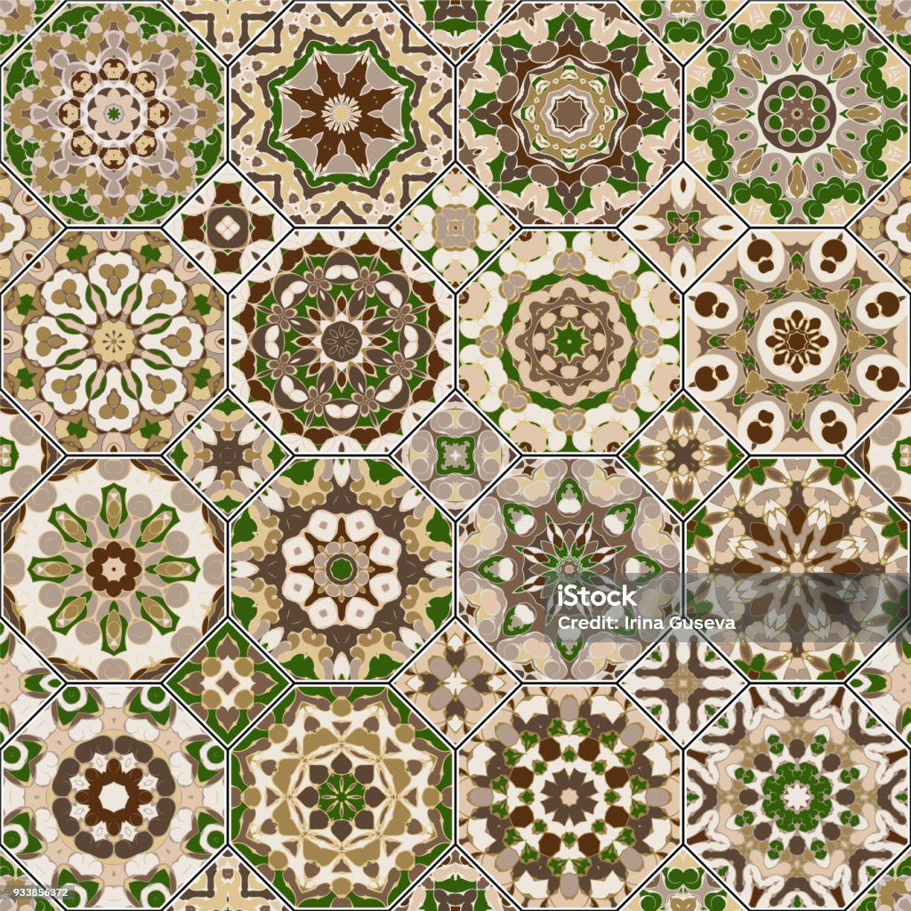 Octagonal Motif Set Of Octagonal And Square Patterns Stock Illustration - Download ...