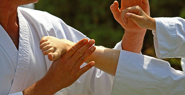 Karate training stock photo