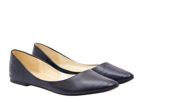 istock Women's blue leather shoes isolated on white background. copy space, template 933857182