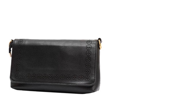 istock Black leather clutch isolated on white background. copy space, template 933857190