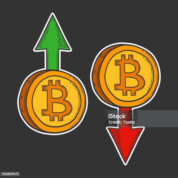 Bitcoin Growth Increase And Down Decrease Stock Vector Image Digital ...