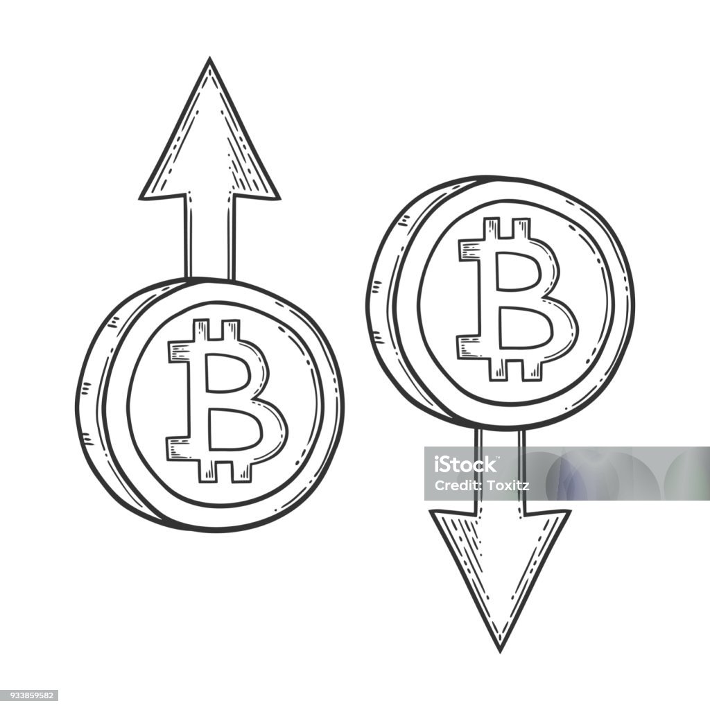 Bitcoin Growth Increase And Down Decrease Stock Vector Image Digital ...