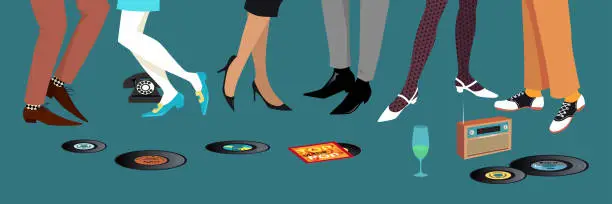 Vector illustration of Early 1960s party