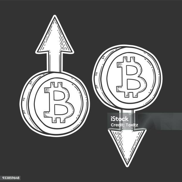 Bitcoin Growth Increase And Down Decrease Stock Vector Image Digital ...
