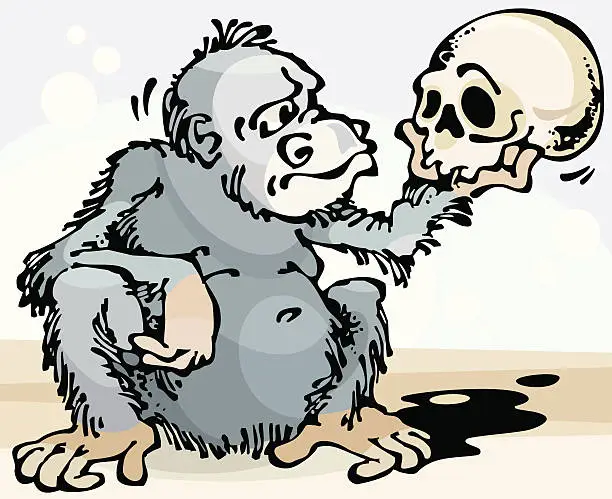 Vector illustration of Monkey and Skull