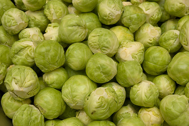 Brussel sprouts at market stock photo