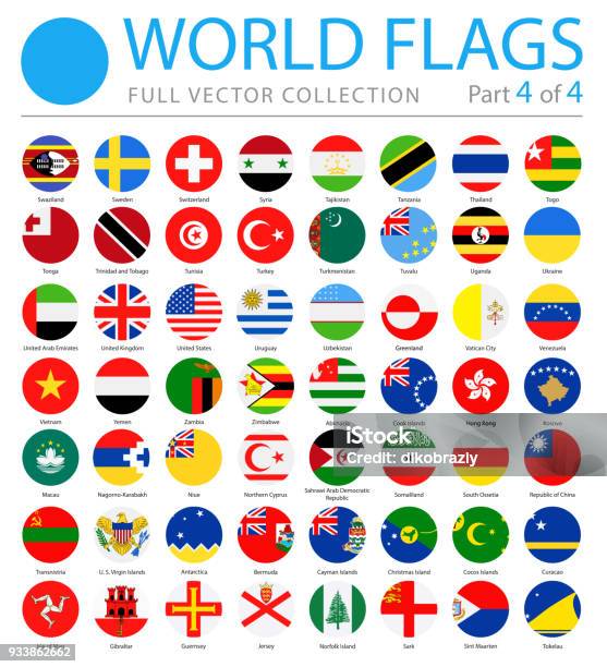 World Flags Vector Round Flat Icons Part 4 Of 4 Stock Illustration - Download Image Now