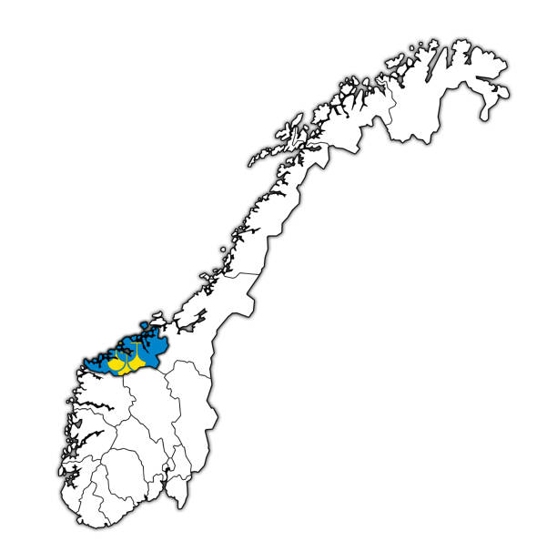 ilustrações, clipart, desenhos animados e ícones de mais e romsdal bandeira no mapa de administração da noruega - more objects