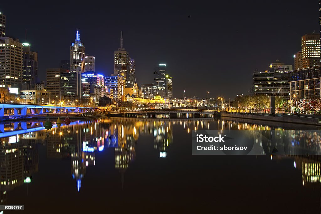 Melbourne bei Nacht - Lizenzfrei Abenddämmerung Stock-Foto