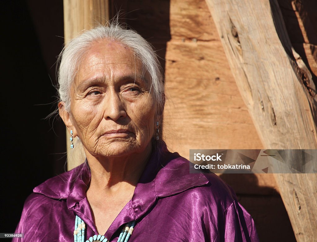 Old Beautiful Elderly Navajo Woman  Indigenous North American Culture Stock Photo