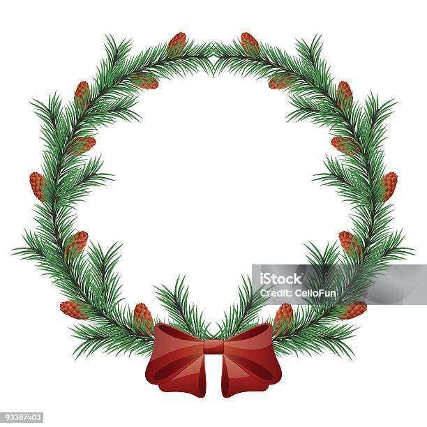 Christmas Wreath Isolated On White Background Stock Illustration - Download Image Now - Border - Frame, Branch - Plant Part, Christmas