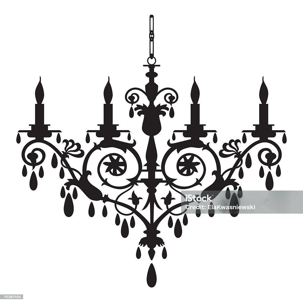 Retro chandelier silueta - arte vectorial de Antigualla libre de derechos