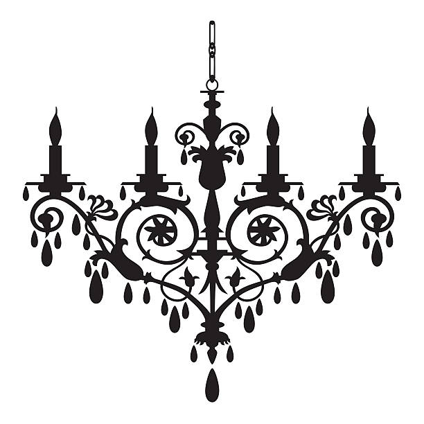 Retro chandelier silueta - ilustración de arte vectorial