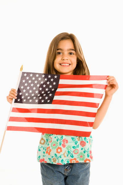 istock Girl holding American flag. 93387461
