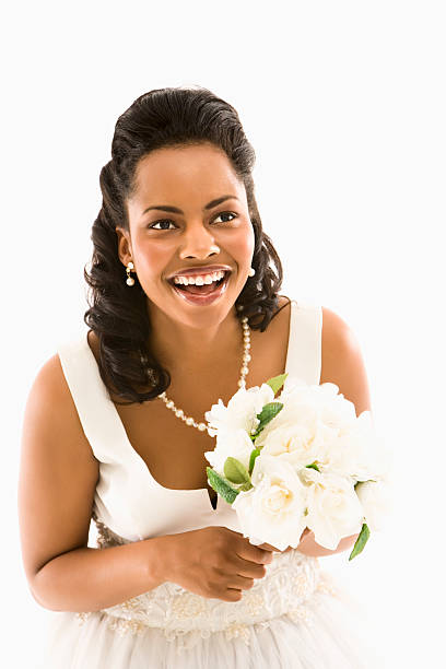 Bride holding bouquet. stock photo