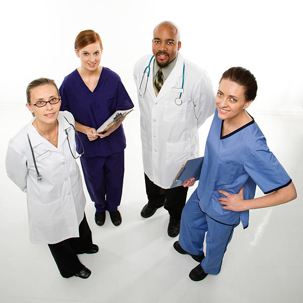 Medical personnel smiling. stock photo