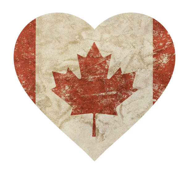 heart shaped grunge vintage faded flag of canada - grung imagens e fotografias de stock