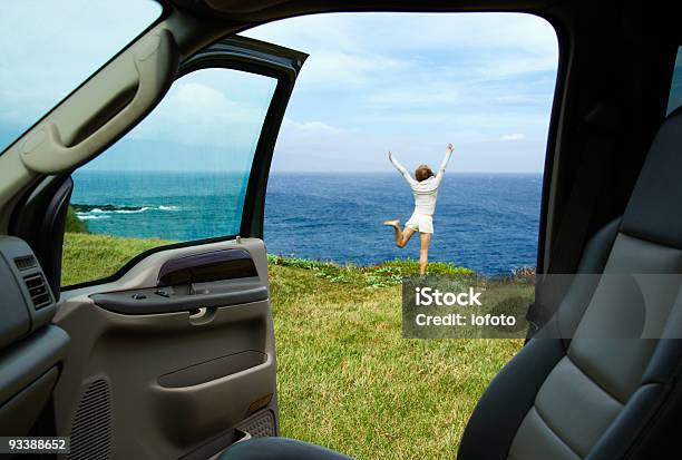 Happy Woman Near Ocean Stock Photo - Download Image Now - Car, Hawaii Islands, 30-39 Years