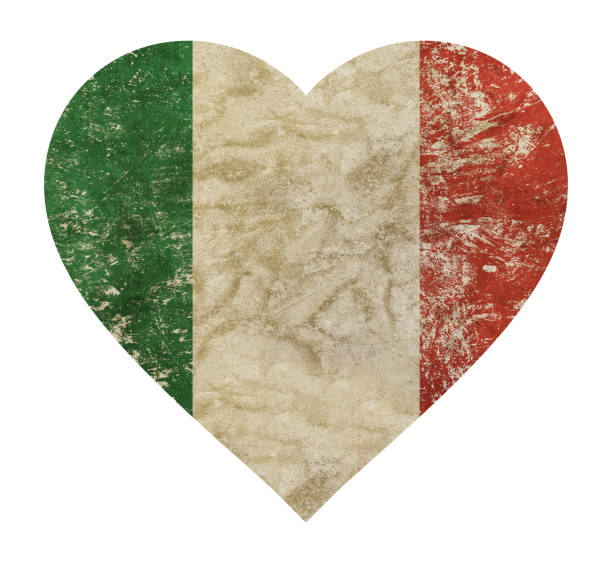 heart shaped grunge vintage faded flag of italy - grung imagens e fotografias de stock