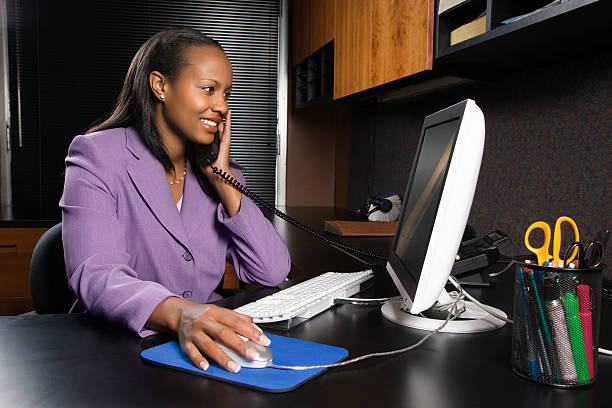 Business woman working in office. stock photo