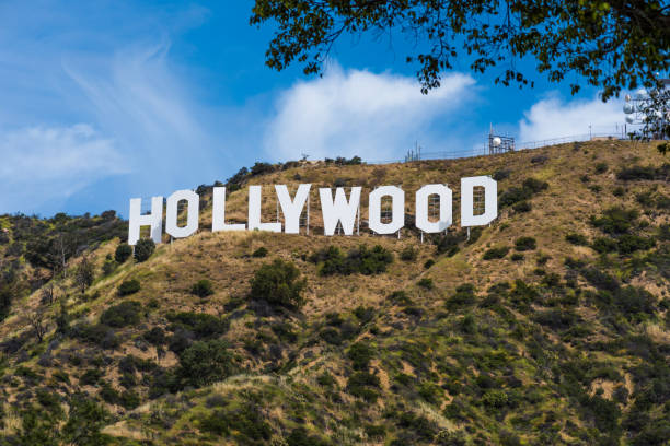 The Hollywood Sign Photo taken from the Hollywood hills, Los Angeles California on April 17, 2017 los angeles county stock pictures, royalty-free photos & images