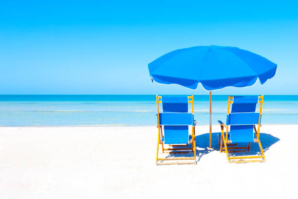 istock Lounge Chairs and Umbrella at the Beach 933901618
