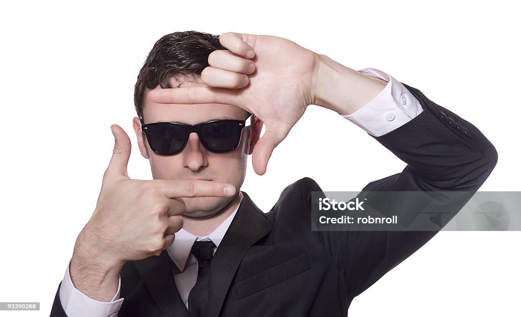 Geschäftsmann mit Sonnenbrille Rahmung Gesicht - Lizenzfrei Aussicht genießen Stock-Foto