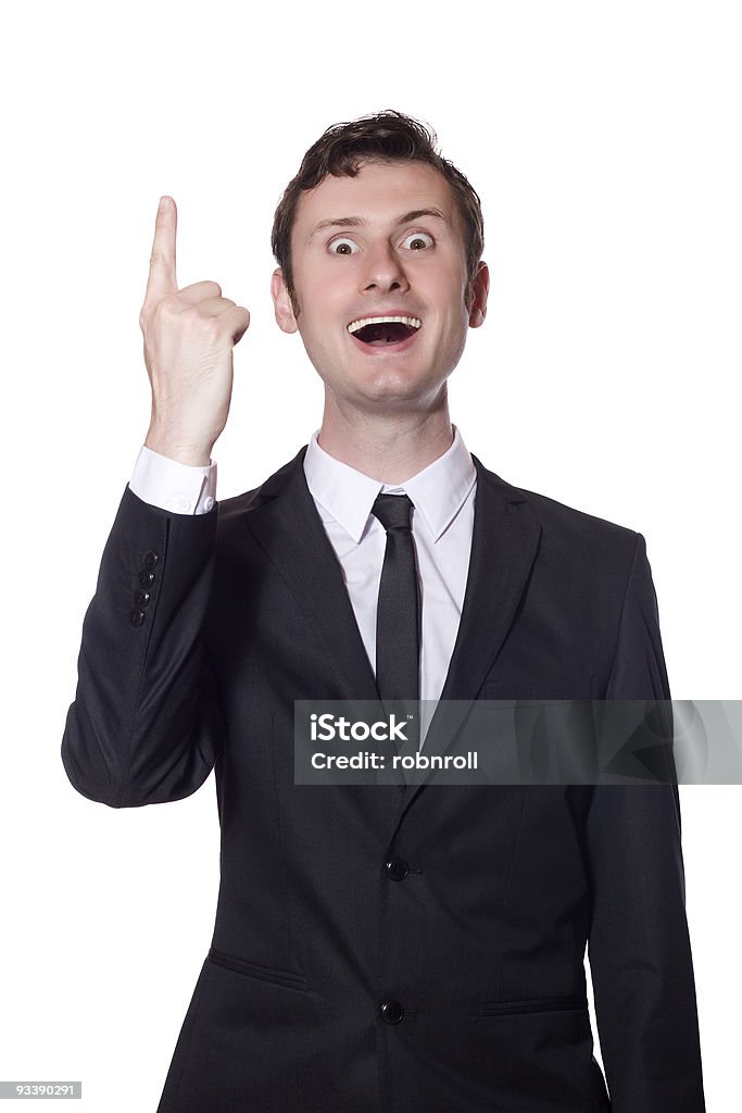 Geschäftsmann in einem schwarzen Anzug hat eine Idee - Lizenzfrei Anzug Stock-Foto