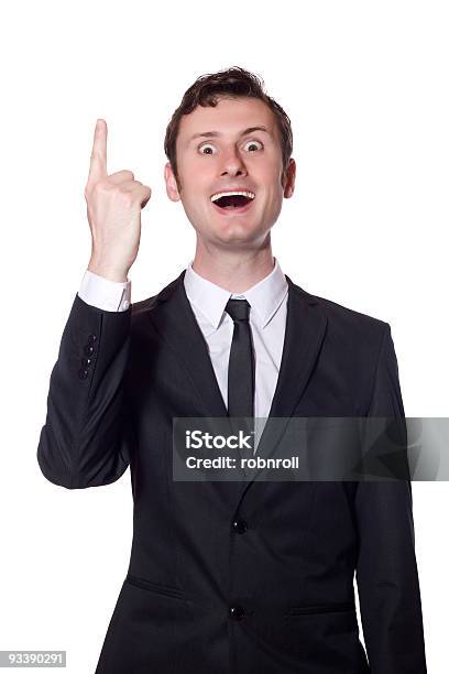 Geschäftsmann In Einem Schwarzen Anzug Hat Eine Idee Stockfoto und mehr Bilder von Anzug